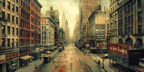 Vanished Glory: A vintage photo of the bustling streets of New York City, now eerily deserted