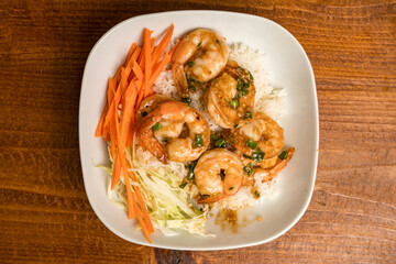 Shrimp stir fry with rice