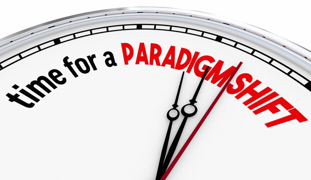 Time for a Paradigm Shift Clock New Idea Big Change 3d Illustration