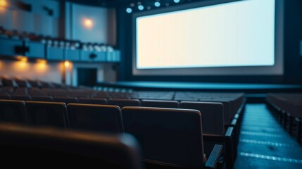 Empty Auditorium with a Large Blank Screen