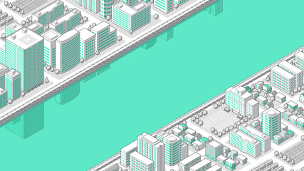 俯瞰から見た立体の街並みベクターイラスト