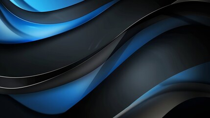 Elegant abstract background design with mesmerizing blue and black waves, ideal for business, tech, or science projects