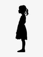 Silhouette of a little girl on a white background. Vector illustration.