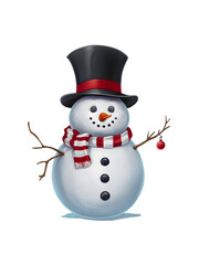 A cute snowman with a red hat and scarf, celebrating the winter season
