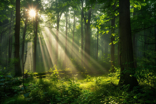 Landscape of beautiful scenery of waterfall in deep forest background, 3d rendering