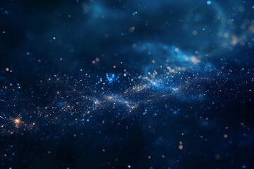 Naklejka premium Dark blue and glow particle abstract background.