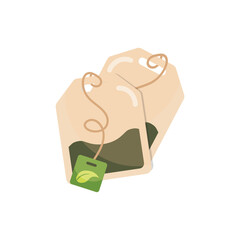 Tagged teabags with string colored icon, Tea bags icon for apps and web