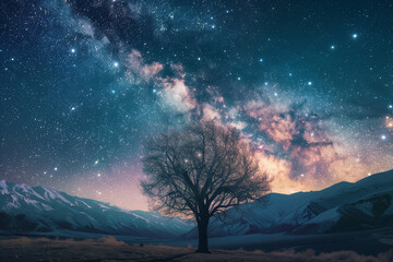 Naklejka premium Panorama milky way galaxy with stars and space dust in the universe