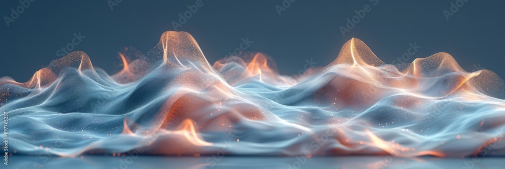 Poster abstract waves of light in vibrant hues, capturing fluid motion and energy, creating visual spectacl