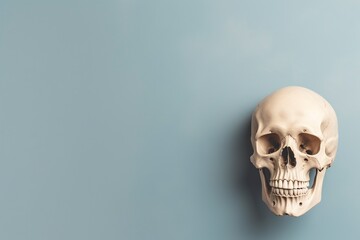 Fototapeta premium human skull with plain background, copy space, generative ai