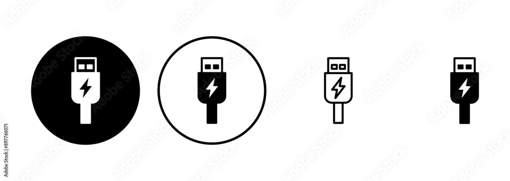 Poster usb icon set. flash disk icon vector