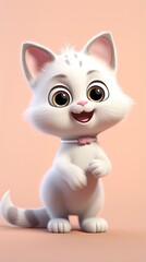 Obraz premium cute cat cartoon 3d render with one color background, generative ai