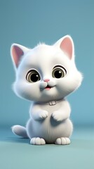 Fototapeta premium cute cat cartoon 3d render with one color background, generative ai