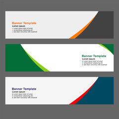 Set of wide banner template. Abstract vector background for your business, web design and other purposes.