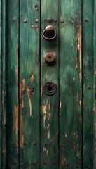 Fototapeta premium Parede de Madeira Verde Escura Envelhecida em Detalhe IA Generativa