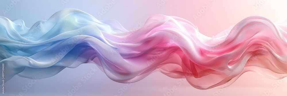 Poster dynamic abstract gradient waves of colorful and translucent fabric art showcase a blend of blue and 