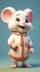 cute mouse cartoon 3d render with one color background, generative ai