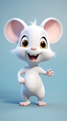 cute mouse cartoon 3d render with one color background, generative ai