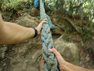 climbing to the rope