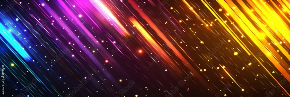 Poster colorful light streaks and glowing lines in rainbow spectrum create a vibrant and dynamic abstract b