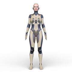 女性サイボーグ　3DCGレンダリング