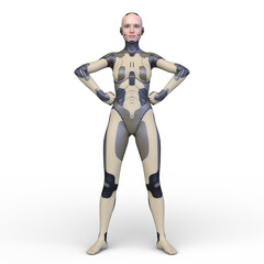 女性サイボーグ　3DCGレンダリング