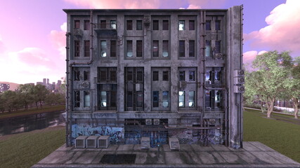 Fototapeta premium 荒廃した都市 3DCGレンダリング