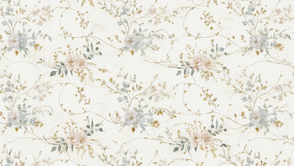 Seamless Abstract Delicate White Floral Pattern With Light Pink, Yellow, And Blue Flowers