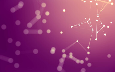 Abstract background. Molecules technology with polygonal shapes, connecting dots and lines. Connection structure. Big data visualization.