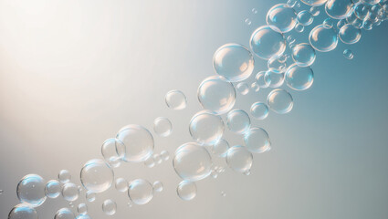 Obraz premium Closeup of Iridescent Bubbles Floating in a Light Blue Liquid
