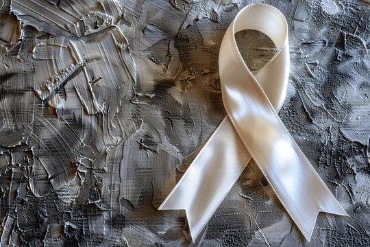 White satin ribbon, Multiple Sclerosis awareness.