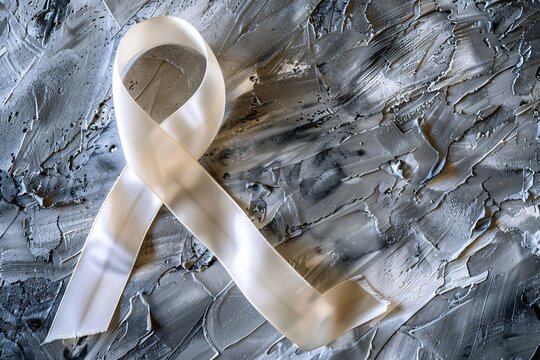 White satin ribbon, Multiple Sclerosis awareness.
