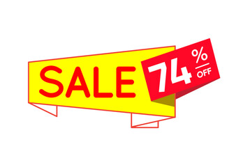 Bright Yellow Sale Banner with 74% Off Discount