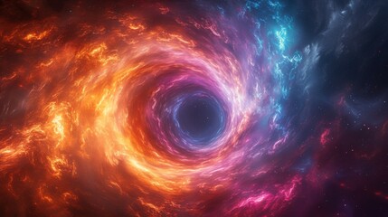 Cosmic vortex with vibrant colors and glowing nebula, space exploration concept