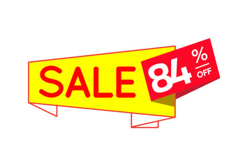 Bright Yellow Sale Banner with 84 % Off Discount