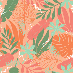 Peach Fuzz leaves seamless pattern. 
