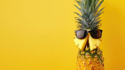 Ananas wearing trendy sunglasses with room for text