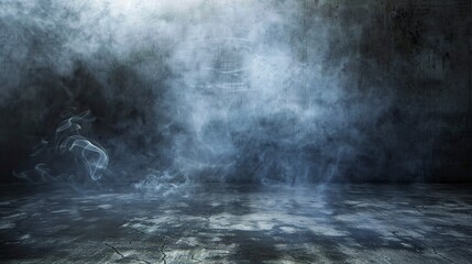 Fototapeta premium Concrete floor and smoke background. dark grunge background.