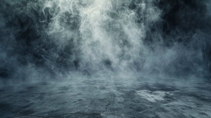 Concrete floor and smoke background. dark grunge background.