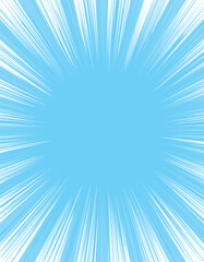 Obraz premium 縦向きの青い集中線の背景フレームイラスト