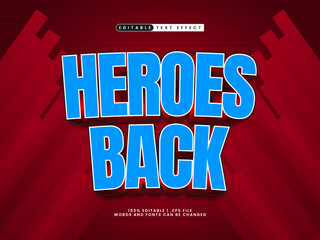 Fototapeta premium heroes back editable text effect in power and hero text style