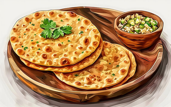 Plate of tasty Khakra with on white background.