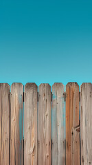Wooden fence with blue sky background