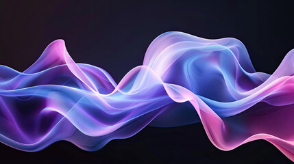 3D Fluid Creative Background with Glassmorphism Style, Frosted Glass Effect in Pastel Colors: Pink, Purple, Blue, Curved Line Graphic Design, Isolated on Black Background