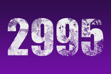 flat white grunge number of 2995 on purple background.	