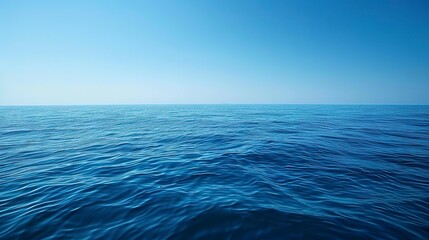 Obraz premium Blue sky and sea, Calm sea surface. Seascape in early morning hours under clear skies