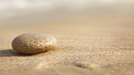 Close-up of smooth stone on sandy beach