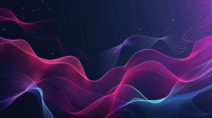Abstract Wavy Pattern with Glowing Lines and Dots