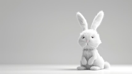 Obraz premium A Fluffy White Rabbit Posing
