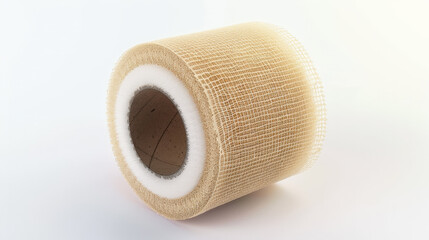 Adhesive bandage roll illustrating medical and healthcare concepts, isolated on a white background